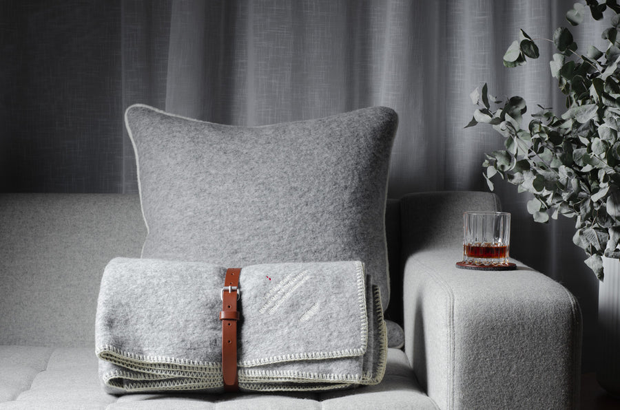 Wool Blanket . Light Grey