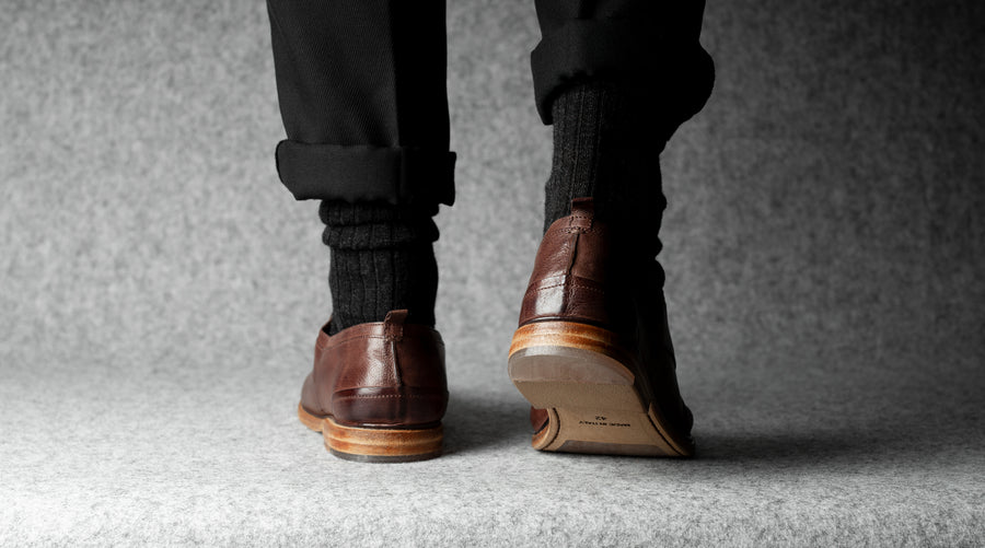 Open Derby Shoes . Chestnut Brown