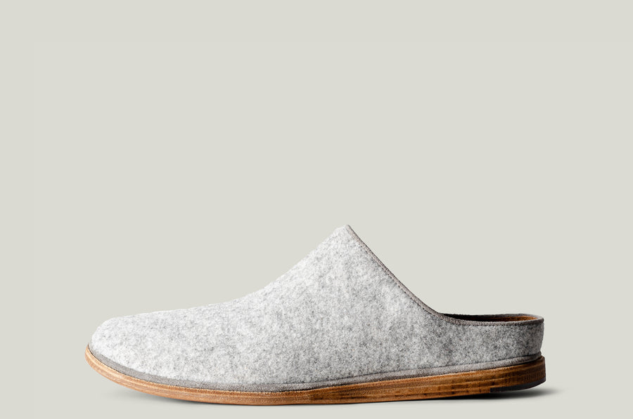 In & Out Wool Slip Ons . Light Grey Melange