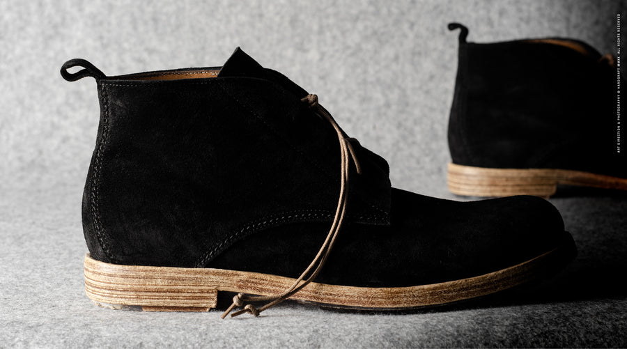 Rugged Boots . Weather-proof Black Suede