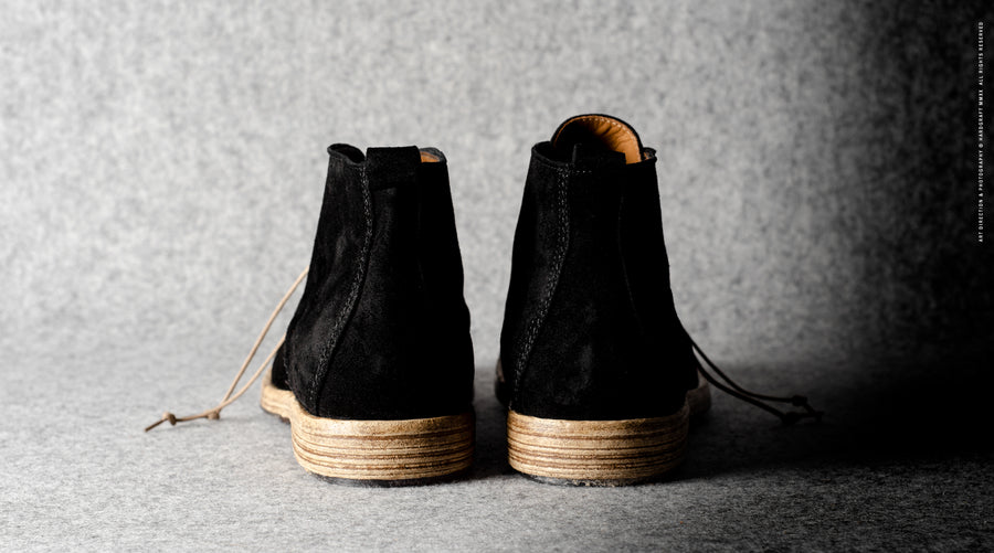 Rugged Boots . Weather-proof Black Suede