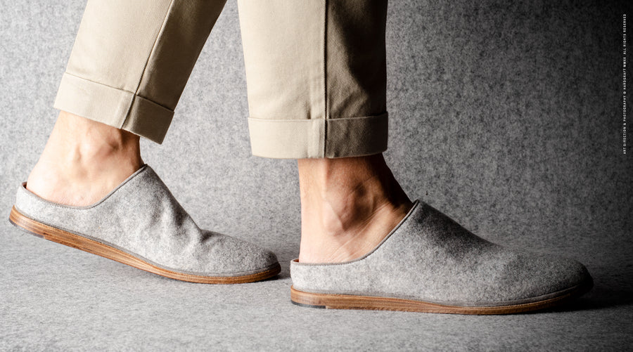 In & Out Wool Slip Ons . Light Grey Melange