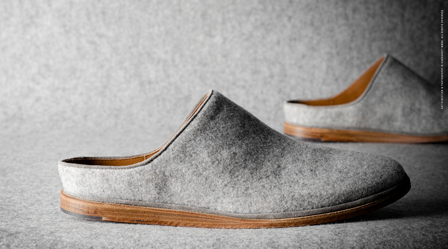 In & Out Wool Slip Ons . Light Grey Melange