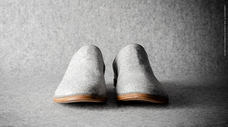 In & Out Wool Slip Ons . Light Grey Melange