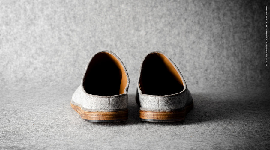 In & Out Wool Slip Ons . Light Grey Melange