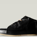 straight side leather mid top boot shoe black