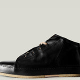 straight side leather mid top boot shoe black