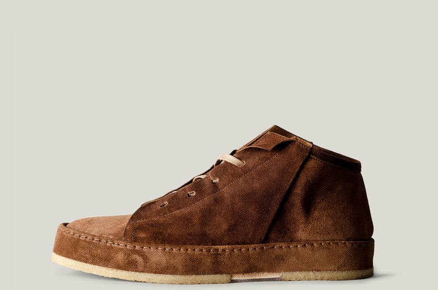 straight side leather mid top boot shoe brown suede