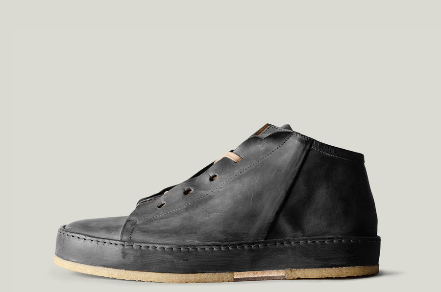 straight side leather mid top boot shoe dusty black