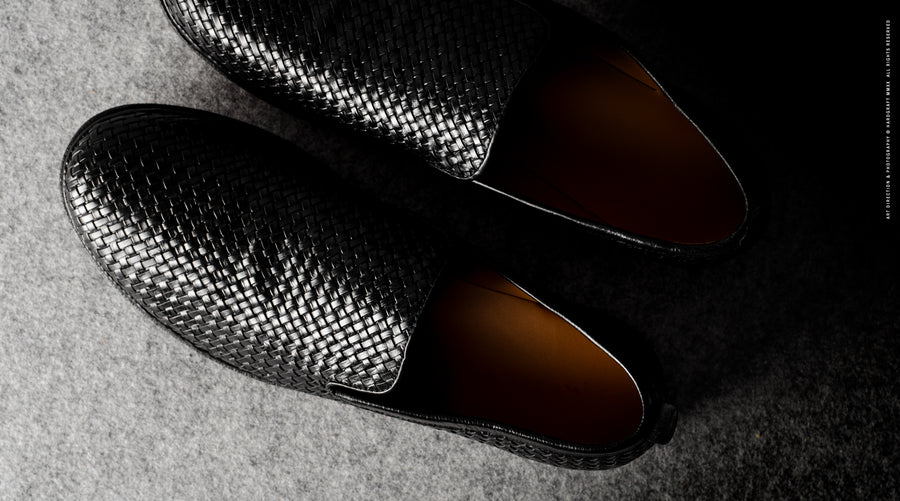 Venetian Loafer . Black Woven