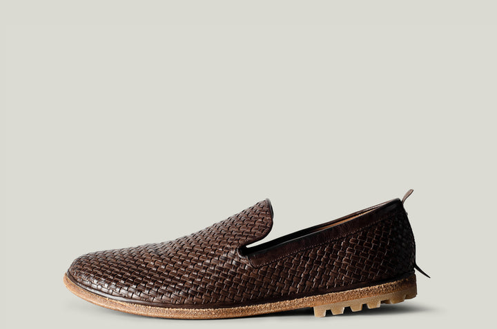 Venetian loafer brown woven leather